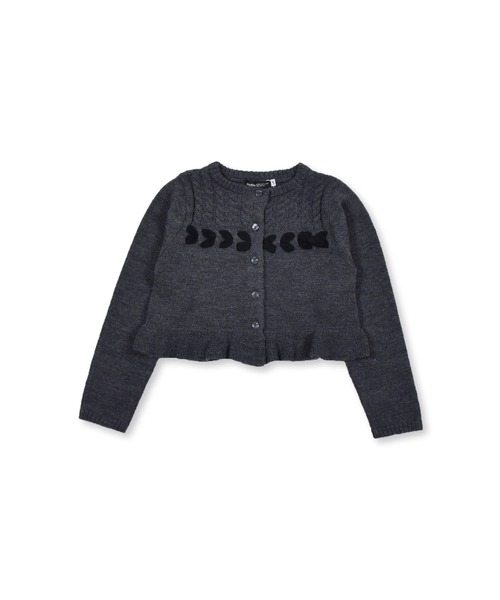 BeBe/ケーブル編み配色テープフリルニットカーディガン(90~150cm)