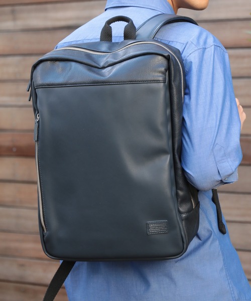 PRO-SPERITY（プロスペリティ）の「【PRO-SPERITY/プロスペリティ】別注PUレザーバッグパック（バックパック/リュック・メンズ・ブラック/ネイビー/グレー・FREE）」の3枚目の写真