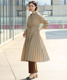 Ray BEAMS | Ray BEAMS / プリーツ キリカエ シャツ ワンピース(ワンピース)