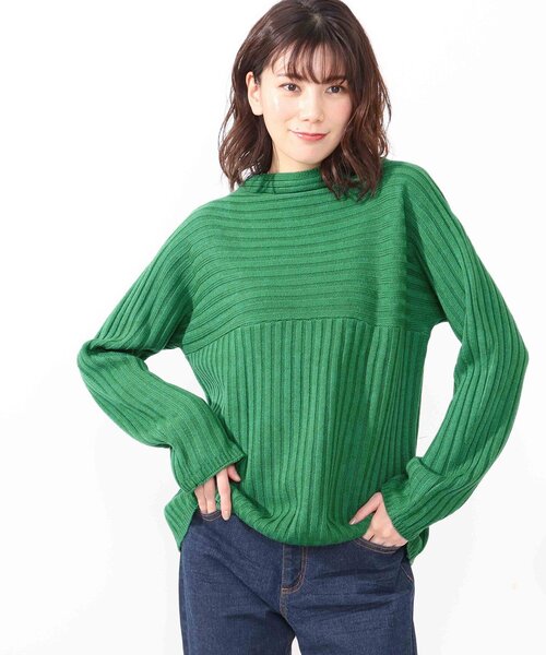 DRESKIP（ドレスキップ）の「◆洗えるリブ切り替えカラーニット（ニット/セーター・レディース・ブラック/グリーン/ダークブラウン/ナチュラル/ピンク系・00）」の19枚目の写真