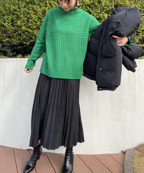DRESKIP（ドレスキップ）の「◆洗えるリブ切り替えカラーニット（ニット/セーター・レディース・ブラック/グリーン/ダークブラウン/ナチュラル/ピンク系・00）」の13枚目の写真