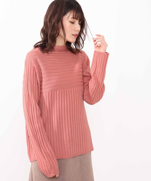 DRESKIP（ドレスキップ）の「◆洗えるリブ切り替えカラーニット（ニット/セーター・レディース・ブラック/グリーン/ダークブラウン/ナチュラル/ピンク系・00）」の21枚目の写真