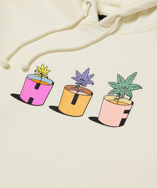 HUF（ハフ）の「PURPLE BUDDY WATER YOUR GARDEN P/O HOODIE / HUF フード パーカー /【PURPLE BUDDY PACK】（パーカー・メンズ・ナチュラル/ヘザーグレー・MEDIUM/XX-LARGE/SMALL/LARGE/X-LARGE）」の4枚目の写真