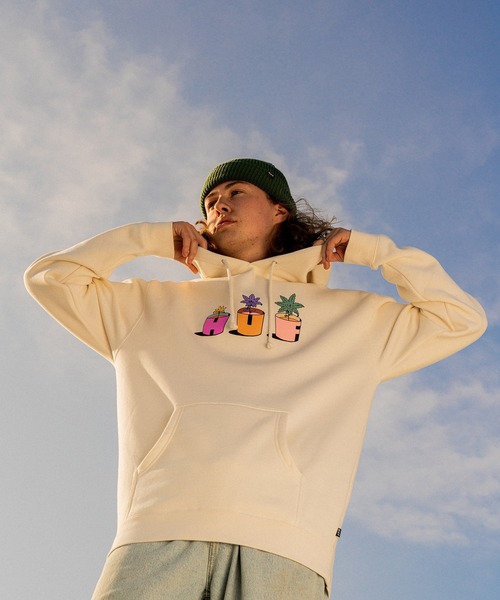 HUF（ハフ）の「PURPLE BUDDY WATER YOUR GARDEN P/O HOODIE / HUF フード パーカー /【PURPLE BUDDY PACK】（パーカー・メンズ・ナチュラル/ヘザーグレー・MEDIUM/XX-LARGE/SMALL/LARGE/X-LARGE）」の5枚目の写真