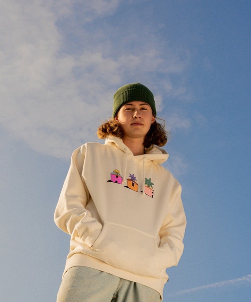 HUF（ハフ）の「PURPLE BUDDY WATER YOUR GARDEN P/O HOODIE / HUF フード パーカー /【PURPLE BUDDY PACK】（パーカー・メンズ・ナチュラル/ヘザーグレー・MEDIUM/XX-LARGE/SMALL/LARGE/X-LARGE）」の3枚目の写真