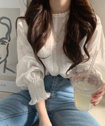 キャンディースリーブレースブラウス