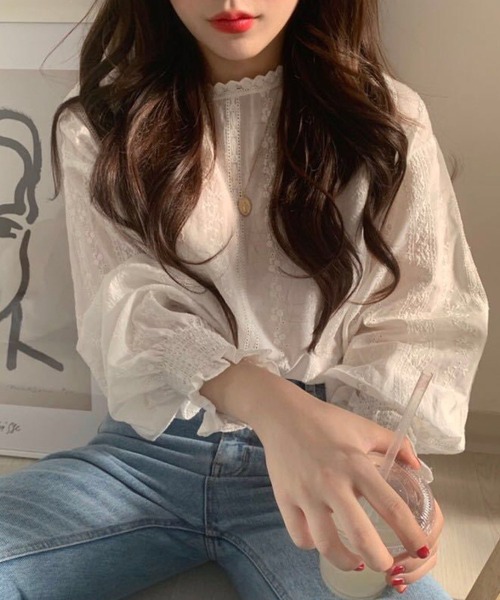 meJane（ミージェーン）の「キャンディースリーブレースブラウス（シャツ/ブラウス・レディース・ホワイト・FREE）」の3枚目の写真