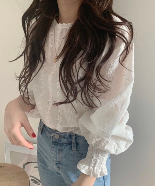meJane（ミージェーン）の「キャンディースリーブレースブラウス（シャツ/ブラウス・レディース・ホワイト・FREE）」の2枚目の写真