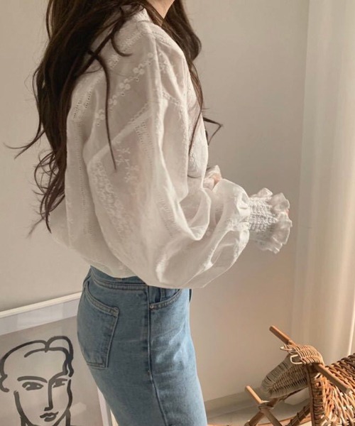 meJane（ミージェーン）の「キャンディースリーブレースブラウス（シャツ/ブラウス・レディース・ホワイト・FREE）」の4枚目の写真