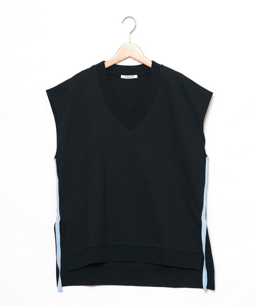 AS KNOW AS PINKY（アズノゥアズピンキー）の「ラインがひらりとベスト（ベスト・レディース・ブラック/オフホワイト/サックスブルー/杢グレー・FREE）」の3枚目の写真