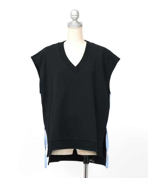 AS KNOW AS PINKY（アズノゥアズピンキー）の「ラインがひらりとベスト（ベスト・レディース・ブラック/オフホワイト/サックスブルー/杢グレー・FREE）」の13枚目の写真