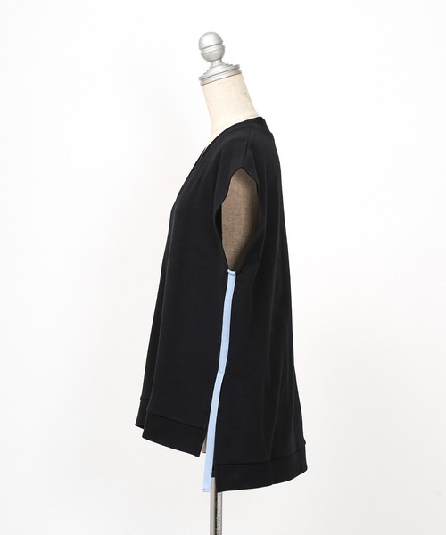 AS KNOW AS PINKY（アズノゥアズピンキー）の「ラインがひらりとベスト（ベスト・レディース・ブラック/オフホワイト/サックスブルー/杢グレー・FREE）」の10枚目の写真