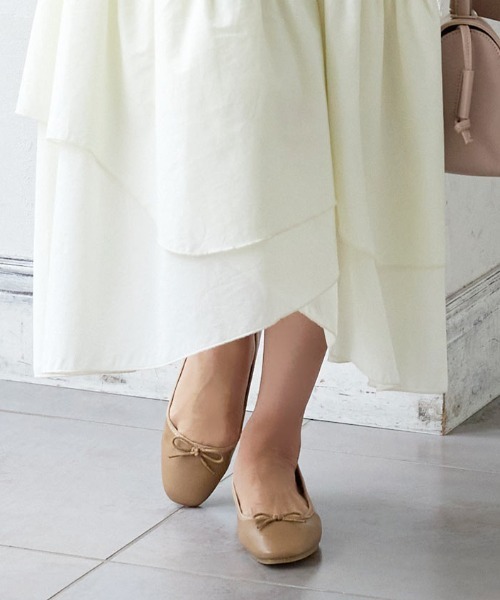 KOBE LETTUCE（コウベレタス）の「スクエアトゥバレエパンプス（バレエシューズ・レディース・ホワイト/ブラック/シルバー/ミント/キャメル/ゼブラ/チェック/ピンク・S/M/L/LL）」の5枚目の写真