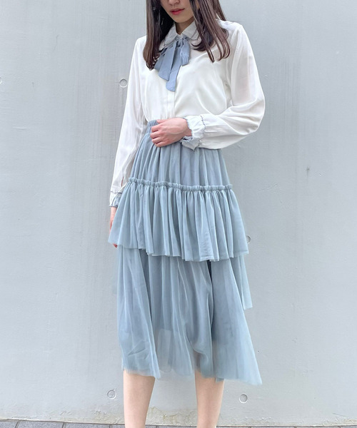 titty＆Co. PETIT（ティティアンドコープティ）の「【titty&Co.PETIT】チュールステップティアードスカート（スカート・レディース・アイボリー/ブラック/グレー・FREE）」の3枚目の写真