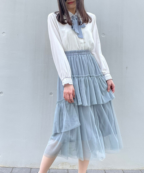 titty＆Co. PETIT（ティティアンドコープティ）の「【titty&Co.PETIT】チュールステップティアードスカート（スカート・レディース・アイボリー/ブラック/グレー・FREE）」の7枚目の写真