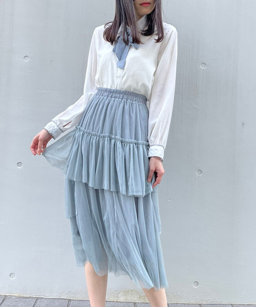 titty＆Co. PETIT（ティティアンドコープティ）の「【titty&Co.PETIT】チュールステップティアードスカート（スカート・レディース・アイボリー/ブラック/グレー・FREE）」の9枚目の写真