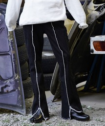 フリンジスリットフレアデニムパンツ