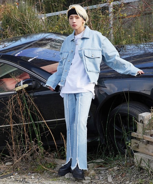 G.O.C(ジーオーシー)の「フリンジスリットフレアデニムパンツ(デニムパンツ・メンズ・ブラック/グレー/ライトブルー・MEDIUM/LARGE)」の20枚目の写真