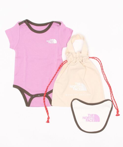 THE NORTH FACE(ザノースフェイス)の「THE NORTH FACE B S/S Rompers & 2P Bib NTB12202(ロンパース・キッズ・グリーン/パープル/ホワイト・70/80)」の4枚目の写真