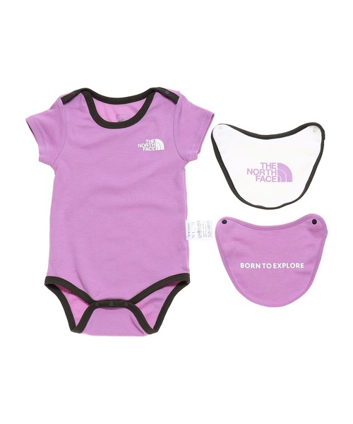 THE NORTH FACE(ザノースフェイス)の「THE NORTH FACE B S/S Rompers & 2P Bib NTB12202(ロンパース・キッズ・グリーン/パープル/ホワイト・70/80)」の1枚目の写真