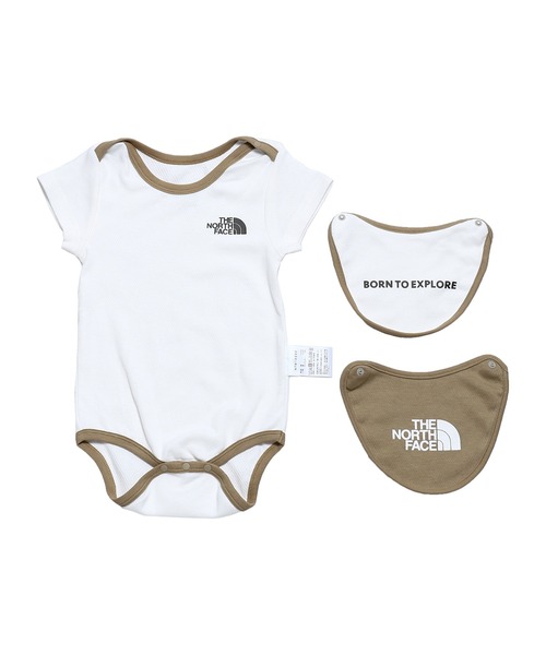 THE NORTH FACE(ザノースフェイス)の「THE NORTH FACE B S/S Rompers & 2P Bib NTB12202(ロンパース・キッズ・グリーン/パープル/ホワイト・70/80)」の2枚目の写真