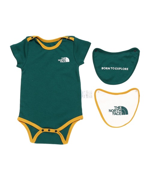 THE NORTH FACE(ザノースフェイス)の「THE NORTH FACE B S/S Rompers & 2P Bib NTB12202(ロンパース・キッズ・グリーン/パープル/ホワイト・70/80)」の3枚目の写真