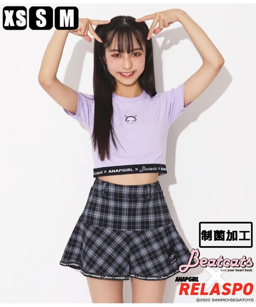 ANAP GiRL(アナップガール)の「Beatcatsコラボチェックスカートインパン付(スカート・キッズ・ブラック/パープル・S/M/XS)」の1枚目の写真