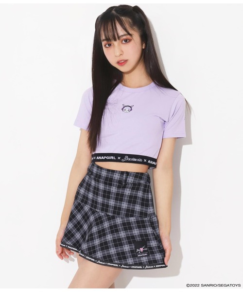 ANAP GiRL(アナップガール)の「Beatcatsコラボチェックスカートインパン付(スカート・キッズ・ブラック/パープル・S/M/XS)」の4枚目の写真