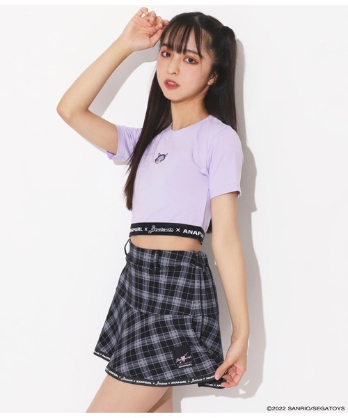 ANAP GiRL(アナップガール)の「Beatcatsコラボチェックスカートインパン付(スカート・キッズ・ブラック/パープル・S/M/XS)」の5枚目の写真