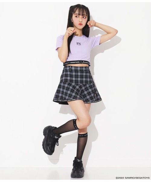 ANAP GiRL(アナップガール)の「Beatcatsコラボチェックスカートインパン付(スカート・キッズ・ブラック/パープル・S/M/XS)」の6枚目の写真