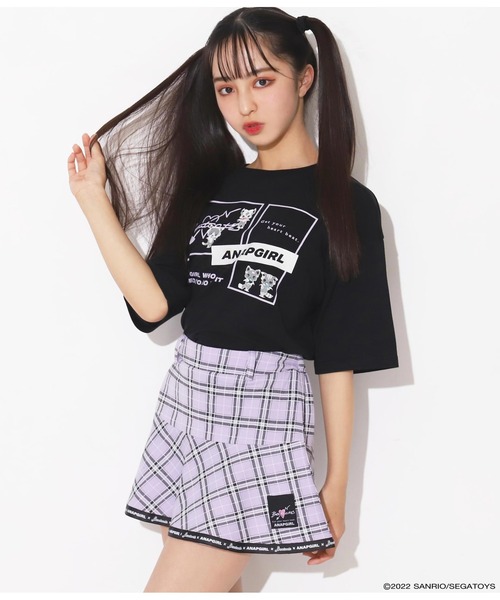 ANAP GiRL(アナップガール)の「Beatcatsコラボチェックスカートインパン付(スカート・キッズ・ブラック/パープル・S/M/XS)」の7枚目の写真