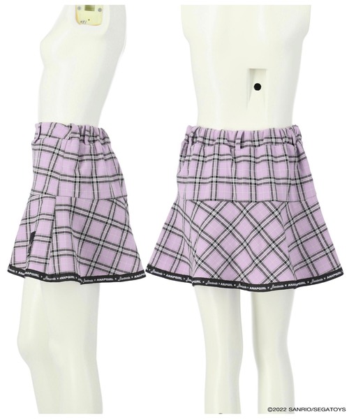 ANAP GiRL(アナップガール)の「Beatcatsコラボチェックスカートインパン付(スカート・キッズ・ブラック/パープル・S/M/XS)」の13枚目の写真
