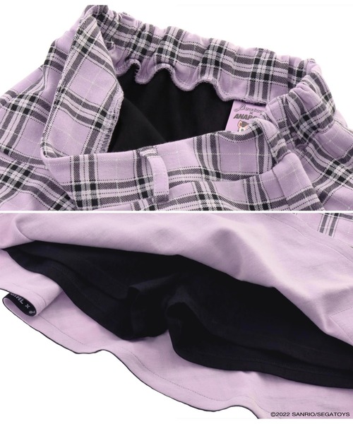 ANAP GiRL(アナップガール)の「Beatcatsコラボチェックスカートインパン付(スカート・キッズ・ブラック/パープル・S/M/XS)」の14枚目の写真