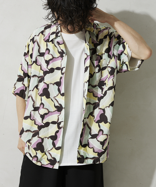 ジャーナルスタンダード　ペイズリープリントカイキンシャツ　ブラック ジャーナルスタンダード ペイズリープリントカイキンシャツ ブラック