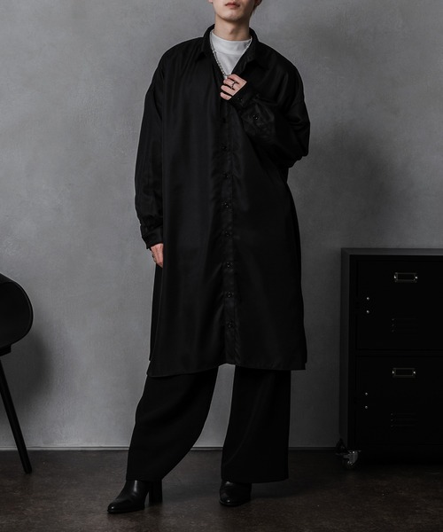 Adoon plain(アドーンプレーン)の「【Adoon plain】サイドスリットロングシャツ(シャツ/ブラウス・メンズ・ホワイト/ブラック・FREE)」の12枚目の写真