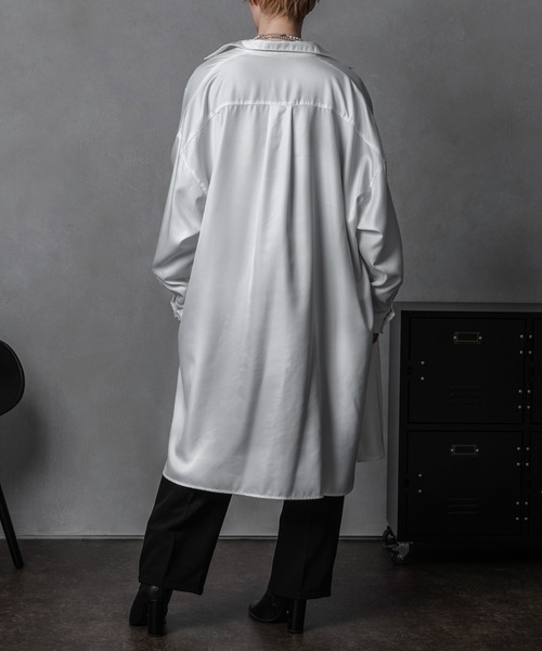 Adoon plain(アドーンプレーン)の「【Adoon plain】サイドスリットロングシャツ(シャツ/ブラウス・メンズ・ホワイト/ブラック・FREE)」の11枚目の写真