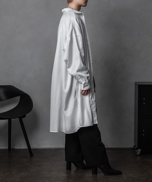 Adoon plain(アドーンプレーン)の「【Adoon plain】サイドスリットロングシャツ(シャツ/ブラウス・メンズ・ホワイト/ブラック・FREE)」の10枚目の写真