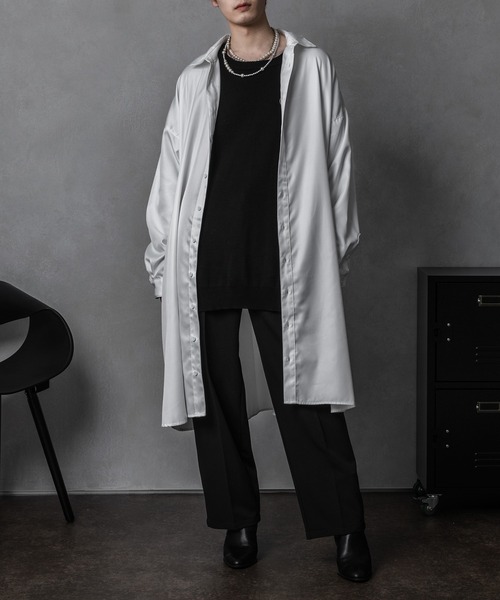 Adoon plain(アドーンプレーン)の「【Adoon plain】サイドスリットロングシャツ(シャツ/ブラウス・メンズ・ホワイト/ブラック・FREE)」の7枚目の写真