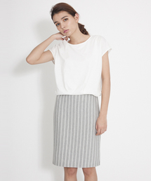 MILKFED. | 【mini7月号掲載】STRIPED COMBI DRESS　（ワンピース/無地&ストライプ）(ワンピース)