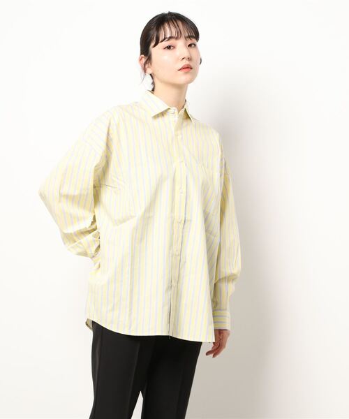 THISIS（ディスイズ）の「ビッグシルエット ブロードレギュラカラー シャツ レディース（シャツ/ブラウス・レディース・ホワイト/ブラック/グレイッシュベージュ/グリーン/サックスブルー/イエロー/ラベンダー/ブルー/ホワイト系その他/グリーン系その他/ブラック系その他・LARGE/X-LARGE/MEDIUM）」の11枚目の写真