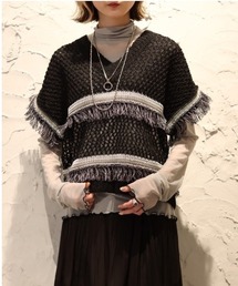 EN'DAY | EN'DAY(エンディ) バックレースボーダーフリンジニット(その他トップス)