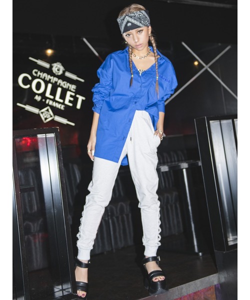 EGOIST(エゴイスト)の「レースUP風ジョガーパンツ(スウェットパンツ・レディース・ブラック/ライトグレー・FREE)」の8枚目の写真