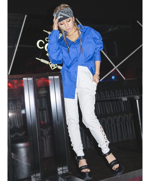 EGOIST(エゴイスト)の「レースUP風ジョガーパンツ(スウェットパンツ・レディース・ブラック/ライトグレー・FREE)」の9枚目の写真