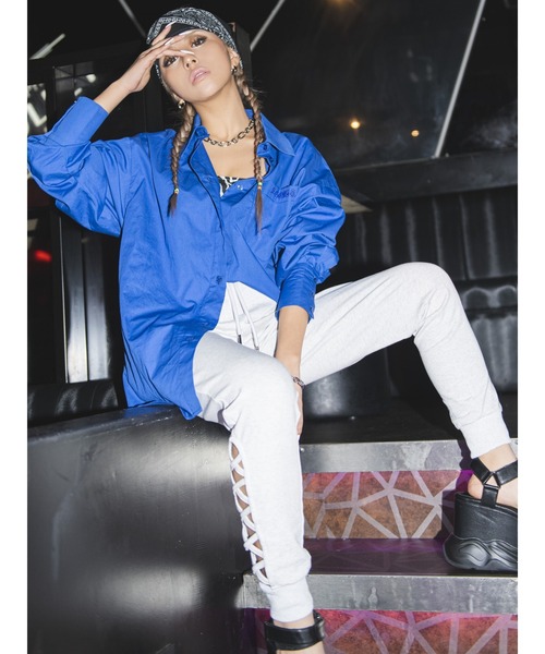 EGOIST(エゴイスト)の「レースUP風ジョガーパンツ(スウェットパンツ・レディース・ブラック/ライトグレー・FREE)」の10枚目の写真