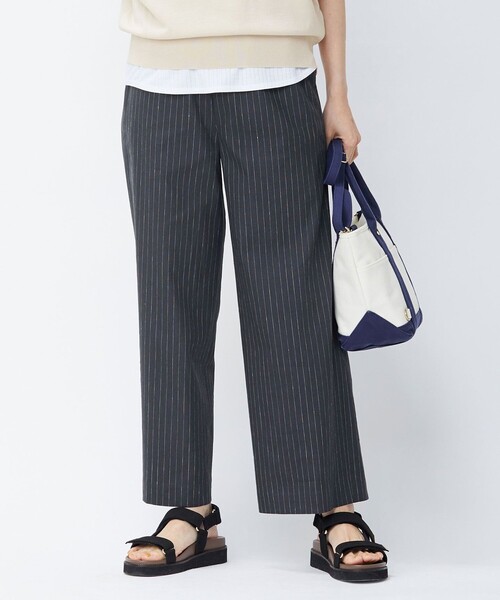 J.PRESS Ladies(J.プレス レディス)の「【洗える】リネンセルロースストライプ パンツ(その他パンツ・レディース・ベージュ系1/ネイビー系1・XS/S/XXS)」の2枚目の写真