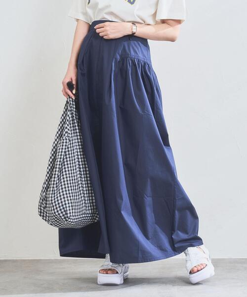 coen（コーエン）の「Re cafe サイドギャザースカート（スカート・レディース・ライトブルー/モカ/ネイビー・L/M）」の4枚目の写真