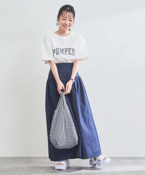 coen（コーエン）の「Re cafe サイドギャザースカート（スカート・レディース・ライトブルー/モカ/ネイビー・L/M）」の5枚目の写真