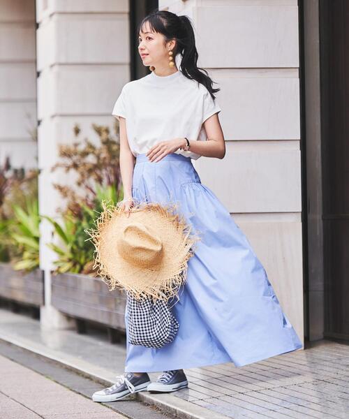 coen（コーエン）の「Re cafe サイドギャザースカート（スカート・レディース・ライトブルー/モカ/ネイビー・L/M）」の6枚目の写真