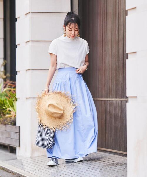 coen（コーエン）の「Re cafe サイドギャザースカート（スカート・レディース・ライトブルー/モカ/ネイビー・L/M）」の7枚目の写真