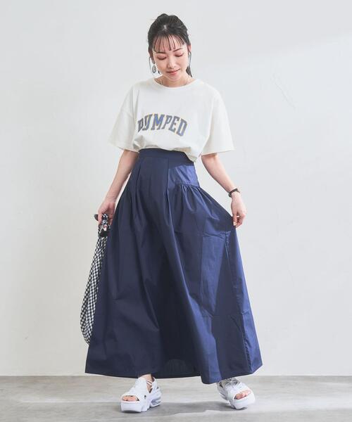 coen（コーエン）の「Re cafe サイドギャザースカート（スカート・レディース・ライトブルー/モカ/ネイビー・L/M）」の15枚目の写真